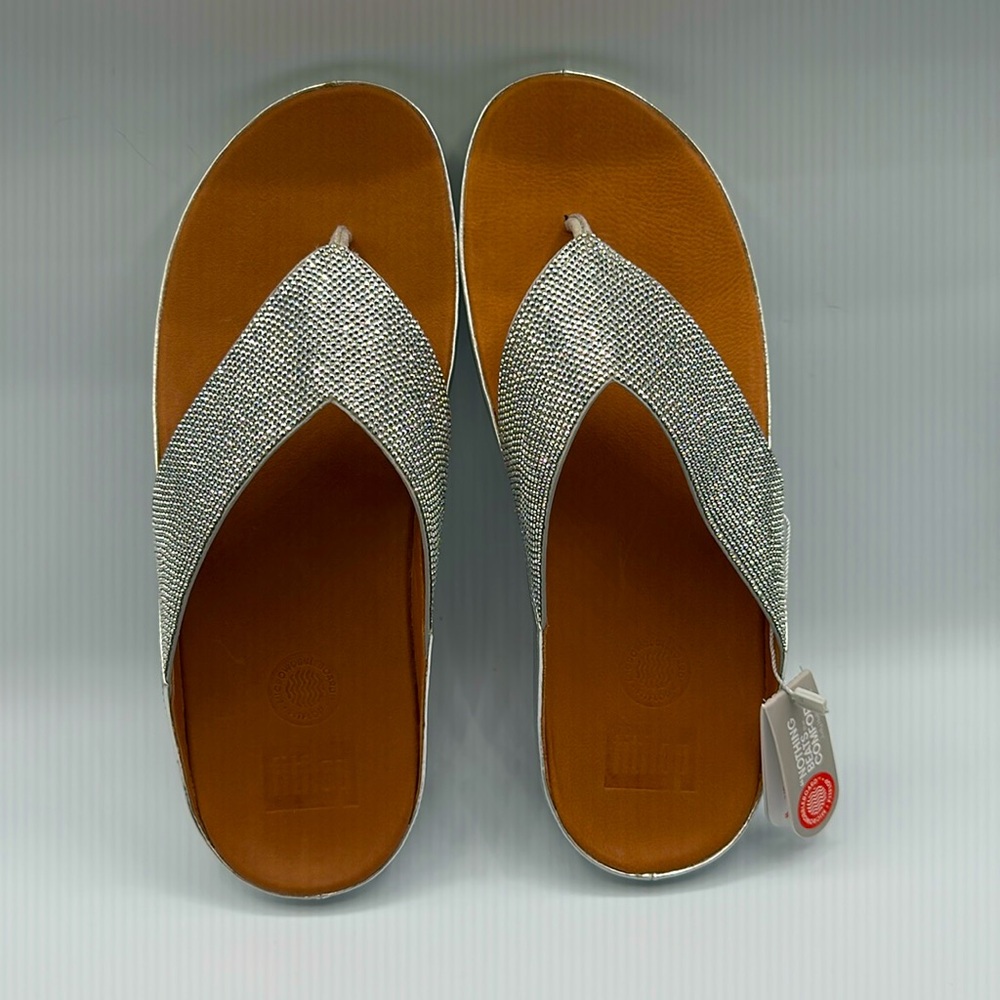 Fitflop sandals in Crystal Silver, size 10.